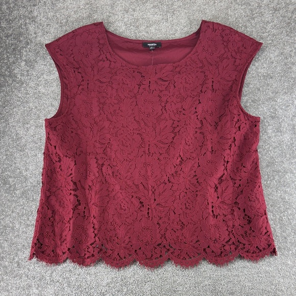 Premise Tops - NWT Premise Studio Sleeveless Burgundy Lace Blouse Shirt Womens XL Business Work